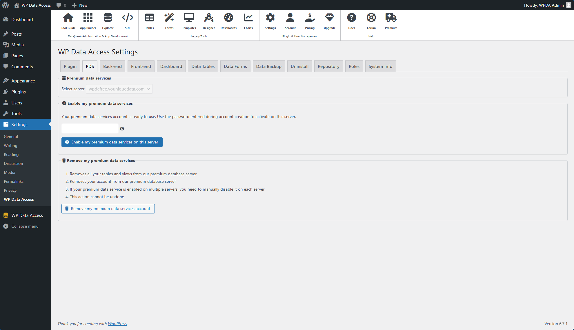 WP Data Access - Create Premium Data Service Account