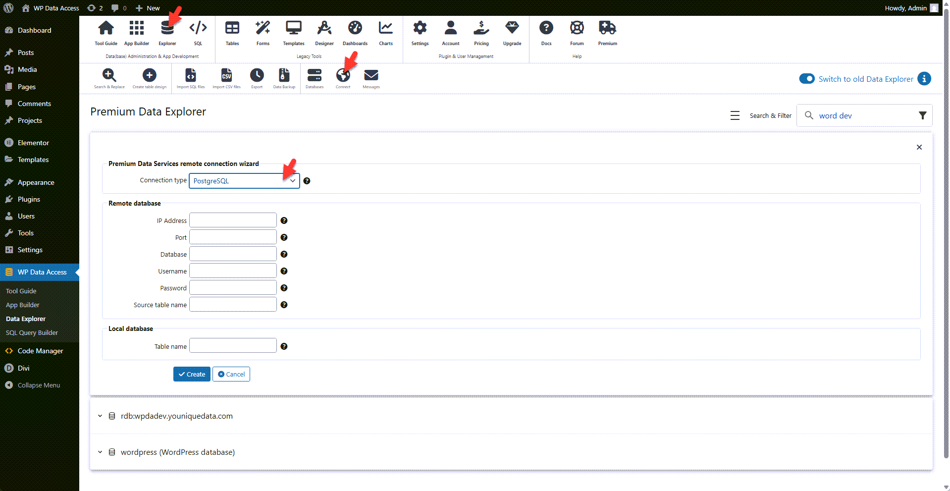 WP Data Access - Remote Connection Wizard - PostgreSQL